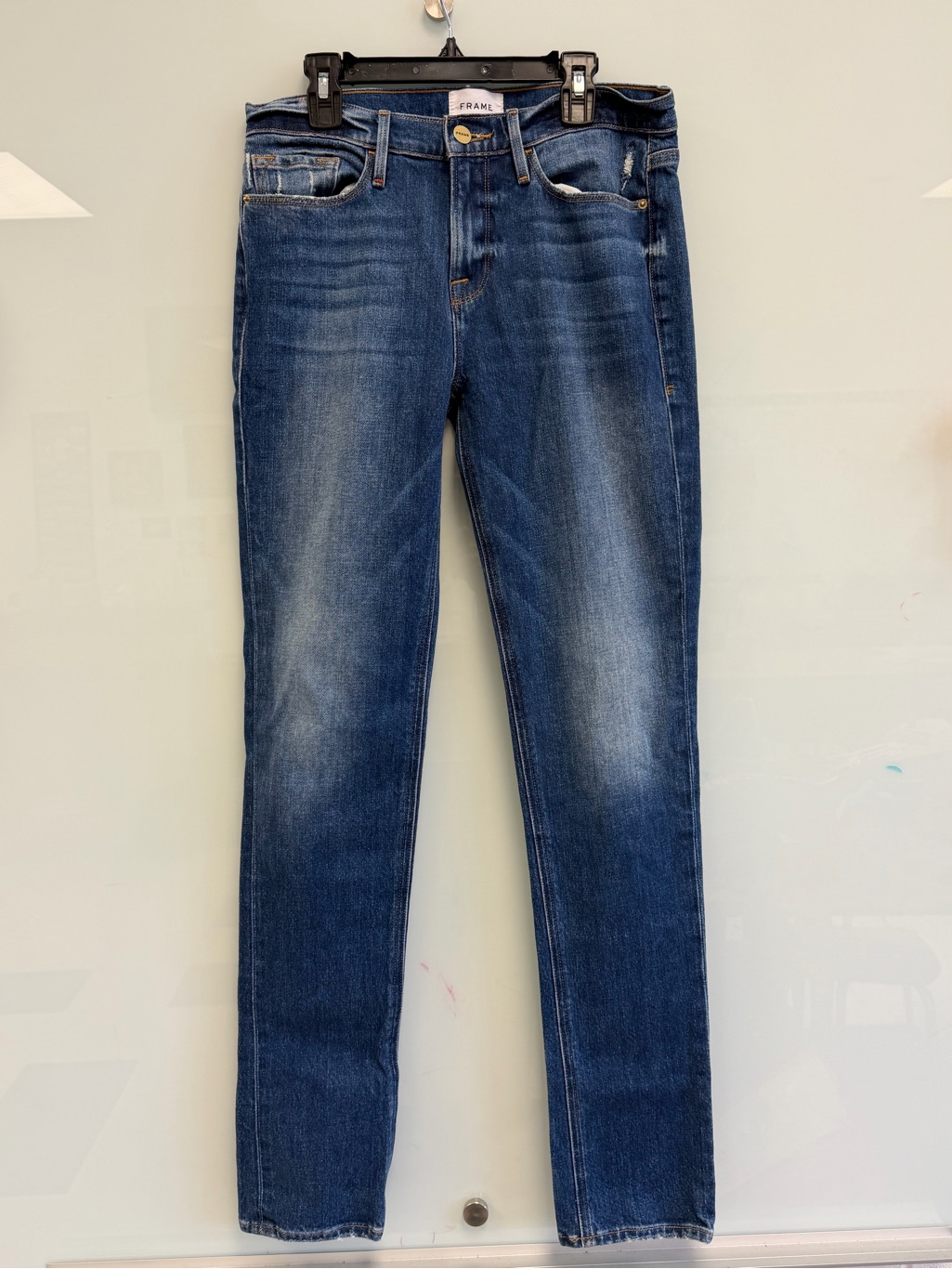 Frame Denim Dark Blue Jeans With Gold Button
